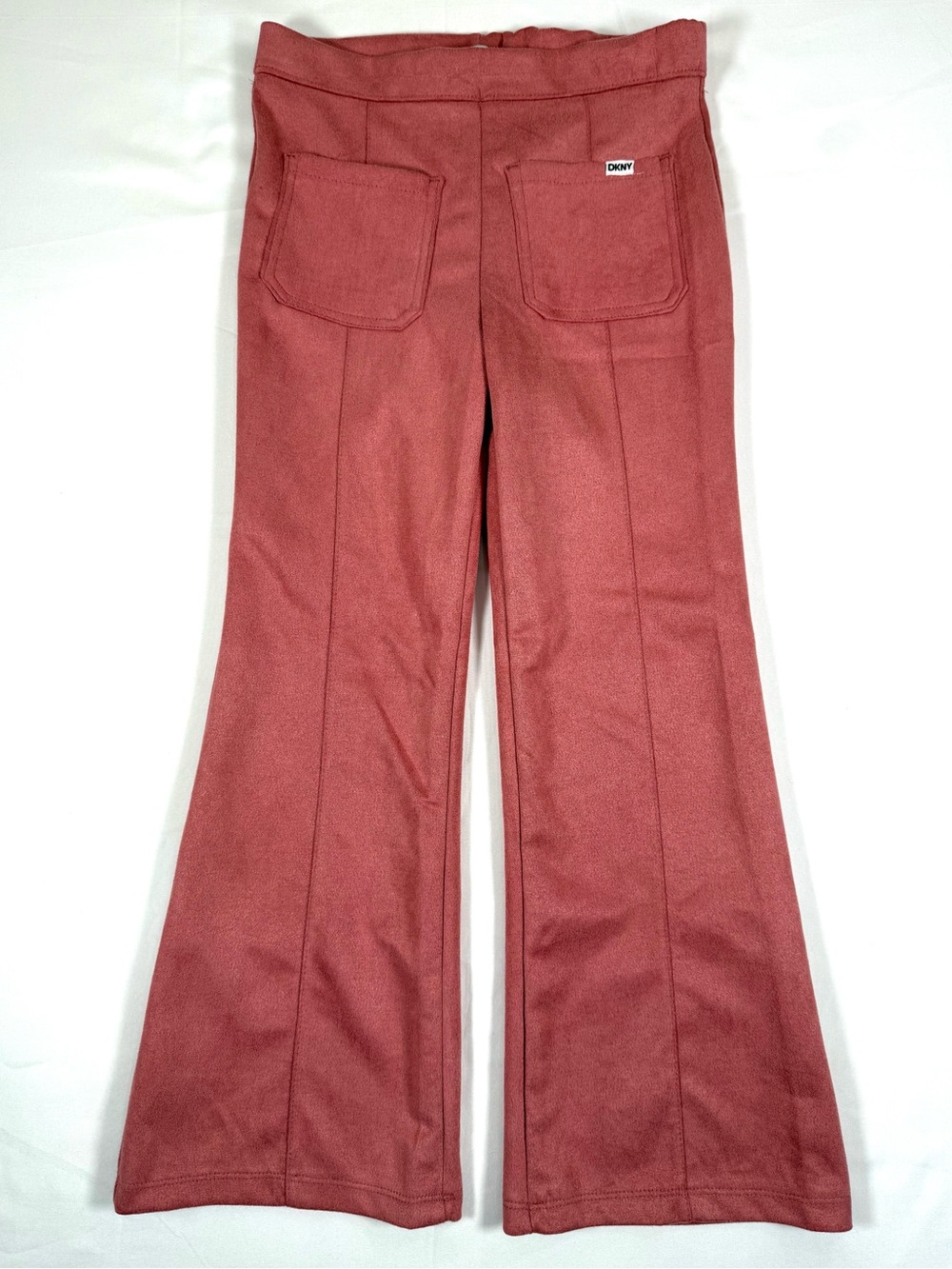 DKNY Girls Faux Suede Flare Pants 7 Pull On Retro 70s Boho Fall Western Cowgirl